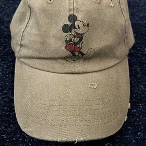 Disney Parks Distressed Green Mickey Mouse Strapback Baseball Cap Unisex